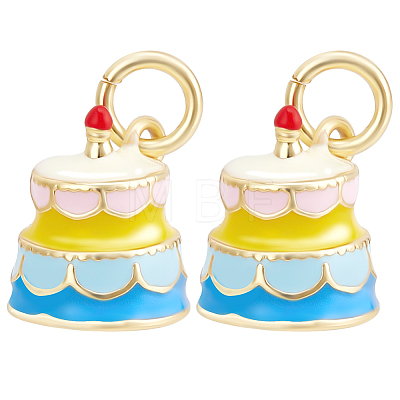 6Pcs Real 18K Gold Plated Brass Enamel Pendants KK-BBC0015-31-1