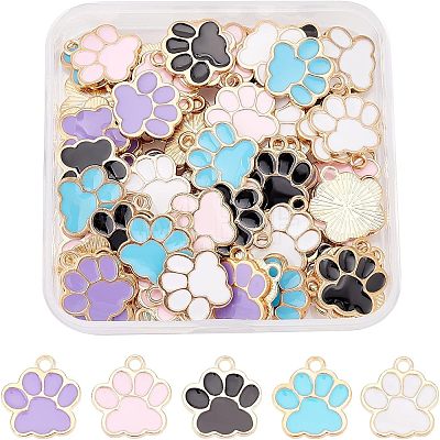 80Pcs 5 Colors Alloy Enamel Pendants ENAM-FH0001-35-1