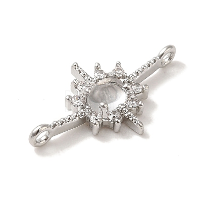 Brass Pave Clear Cubic Zirconia Star Links Connector Charms KK-K371-06P-1