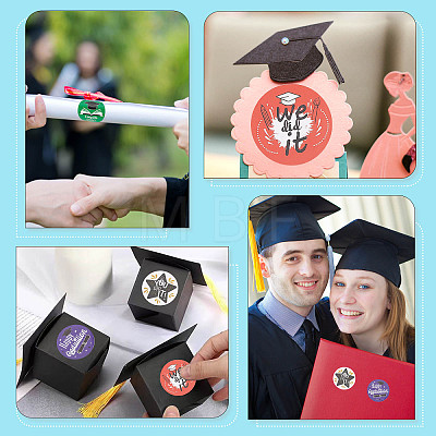 10 Sheets 5 Colors Graduation Theme Round Dot Paper Stickers DIY-CP0007-86-1