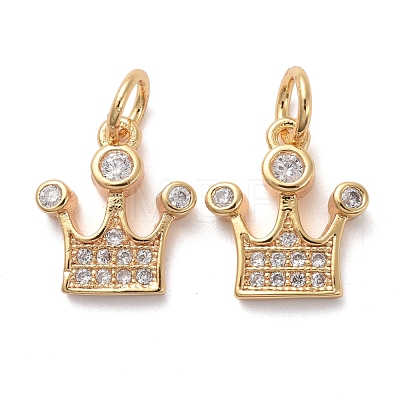 Brass Micro Pave Clear Cubic Zirconia Charms KK-I658-17-1