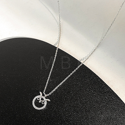Brass Micro Pave Clear and Black Cubic Zirconia Owl Pendant Necklaces for Women WG5FC8F-01-1