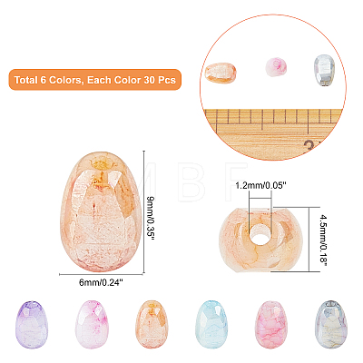 180Pcs 6 Color Opaque Baking Painted Crackle Glass Beads Strands EGLA-CA0001-08-1