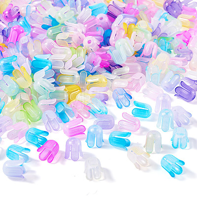 450Pcs 9 Colors Transparent Acrylic Beads Caps OACR-TA0003-07-1