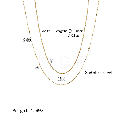 Stainless Steel Double Layer Necklaces BI6210-1-1
