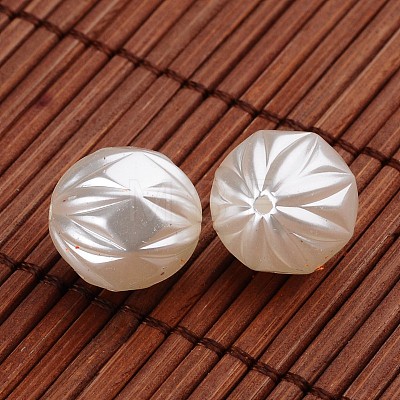 Oval with Flower Acrylic Imitation Pearl Beads OACR-O002-3791-1