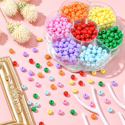 490Pcs 7 Colors Opaque Acrylic Beads SACR-YW0001-49-1