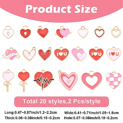 40Pcs 20 Styles Alloy Enamel Charms ENAM-YW0006-86-1