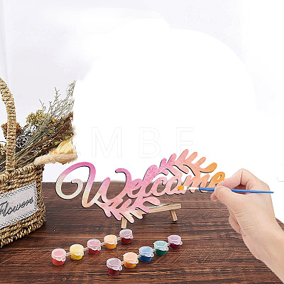 Word Welcome Laser Cut Unfinished Basswood Wall Decoration WOOD-WH0113-095-1