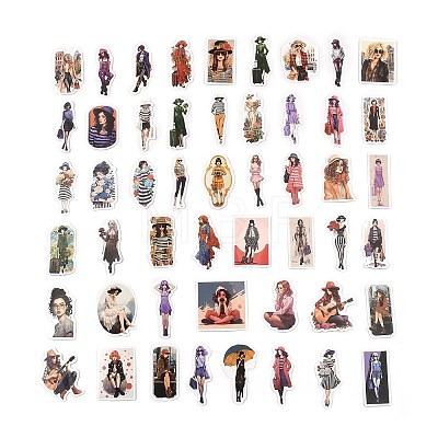 50Pcs Cartoon Lovely Girl Vinyl Stickers STIC-Q001-06A-1