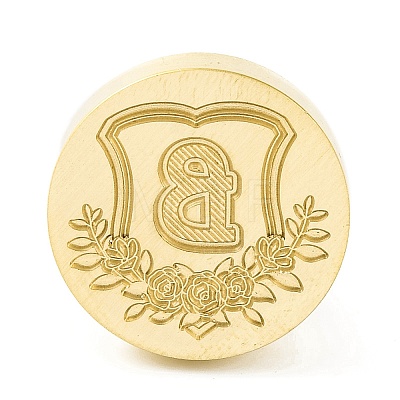 Golden Tone Round Wax Seal Brass Stamp Heads AJEW-Z034-02G-B-1