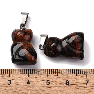 Natural Mahogany Obsidian Pendants G-B127-08P-06-1