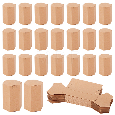 Hexagon Kraft Paper Handmade Soap Gift Storage Boxes AJEW-WH0166-25-1