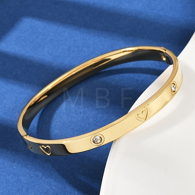 201 Stainless Steel with Rhinestone Bangles for Women BJEW-B138-04G-1