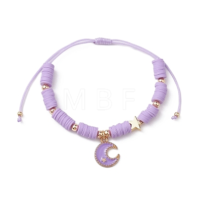 Alloy Enamel Moon & Star Charm Bracelet BJEW-JB09653-1