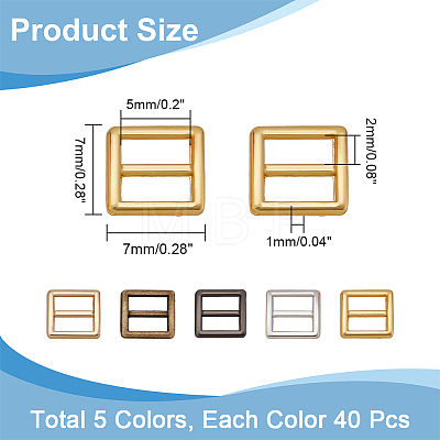  200Pcs 5 Colors Mini Square Shape Alloy Buckle Clasps FIND-NB0003-99-1