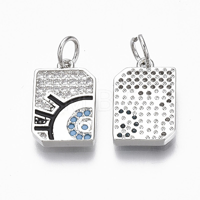 Brass Micro Pave Cubic Zirconia Charms KK-R133-048P-NF-1