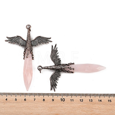 Natural Rose Quartz Faceted Pointed Bullet Shaped Big Pendants G-T145-01R-01-1