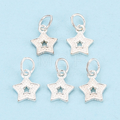 Textured 925 Sterling Silver Star Charms STER-T009-12S-1