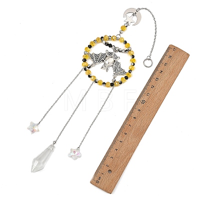 Halloween Bat Alloy Hanging Suncatcher HJEW-JM05042-1