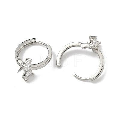 Brass Micro Pave Clear Cubic Zirconia Earring Findings KK-D226-04P-1