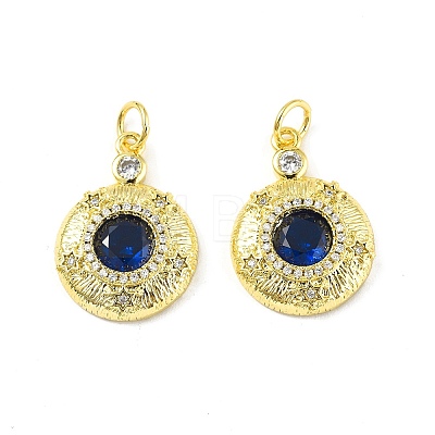 Brass Micro Pave Clear Cubic Zirconia Pendants KK-E068-VF326-1