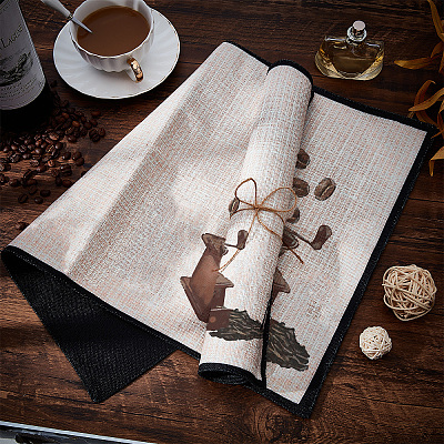 Coffee Theme Cotton and Linen Cup Mats AJEW-WH0201-020-1