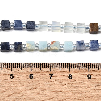 Opalite & Synthetic Turquoise & Natural Dyed White Jade & Howlite & Shoushan Stone & Sodalite Beads Strands G-H333-03E-1