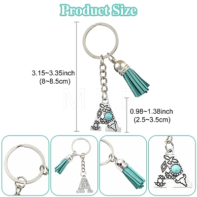 Alloy with Resin Imitation Synthetic Turquoise Keychain KEYC-YW00087-01-1