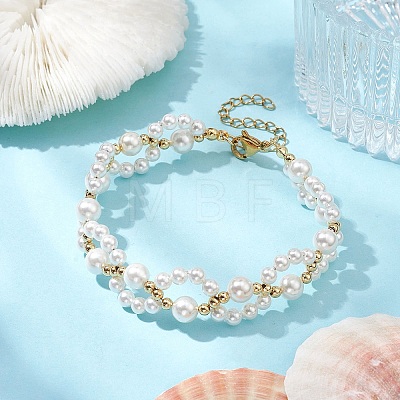Shell Pearl Beaded Bracelets BJEW-TA00454-1