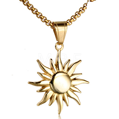 304 Stainless Steel Sun Pendant Box Chain Necklaces for Men FS-WG74900-01-1
