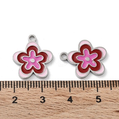 304 Stainless Steel Enamel Pendants STAS-P339-16P-01-1