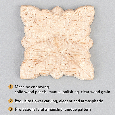Olycraft Rubber Wood Carved Onlay Applique Craft AJEW-OC0001-46-1