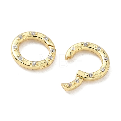 Brass Micro Pave Clear Cubic Zirconia Spring Gate Rings KK-Z120-43G-1