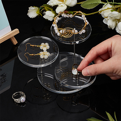 3-Tier Round Acrylic Finger Ring Riser Display Stands RDIS-WH0004-13-1