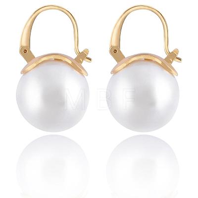 Pearl Earrings Gray Round Ball Hoop Dangle Earrings Stud Elegant Shell Pearl Drop Stud Imitation Freshwater Cultured Pearls Earrings Brass Charms Jewelry Gift for Women JE1096A-1