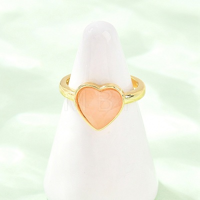 Natural Rose Quartz Finger Rings with Brass Findings G-H353-03G-06-1