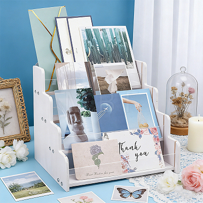 4-layer Acrylic and Wood Display Risers for Display Cards ODIS-WH0030-309-1
