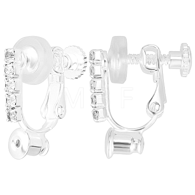 12Pcs Brass & Crystal Rhinestone Clip-on Earring Findings KK-BBC0028-19-1