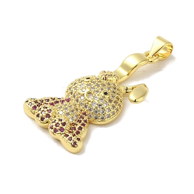 Rack Plating Brass Micro Pave Cubic Zirconia Pendants KK-P272-08G-1