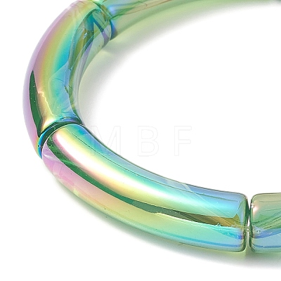 4Pcs 4 Color Acrylic Curved Tube Stretch Bracelets Set for Women BJEW-JB09305-03-1