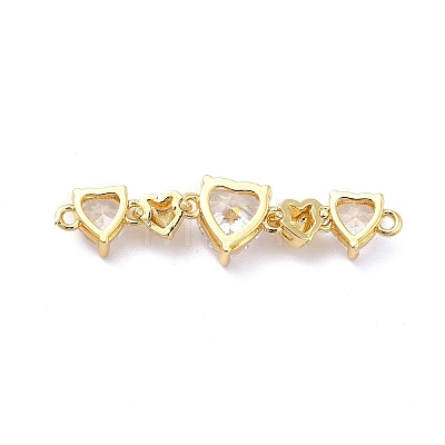 Brass Pave Clear Cubic Zirconia Connector Charms KK-H434-06G-1