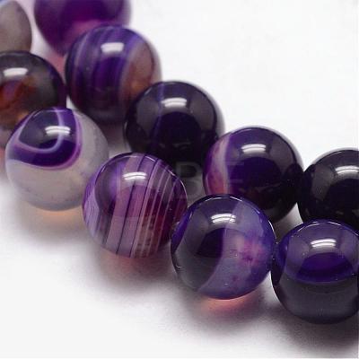 Natural Striped Agate/Banded Agate Bead Strands G-K166-13-10mm-04-1