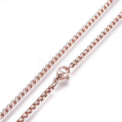 304 Stainless Steel Box Chain Necklaces X-NJEW-P244-01RG-1