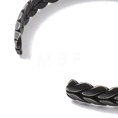 316 Surgical Stainless Steel Leaf Open Cuff Bangles for Women BJEW-P319-03A-AS-1