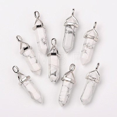 Natural Howlite Double Terminated Pointed Pendants G-F295-04F-1