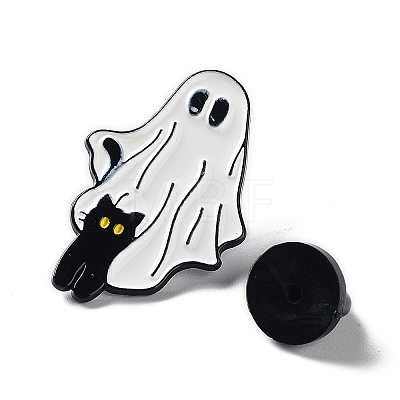 Ghost with Black Cat Alloy Enamel Brooch JEWB-E034-02EB-02-1