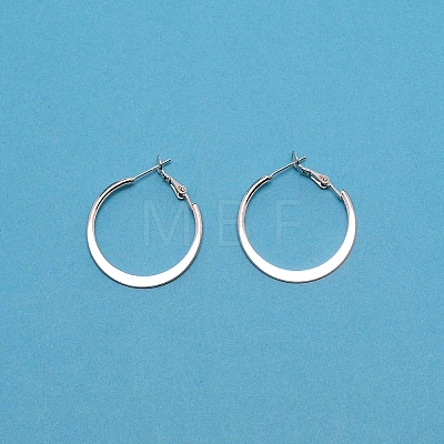 Alloy Flat Huggie Hoop Earrings with Silver Pin for Women EJEW-TAC0015-01S-1