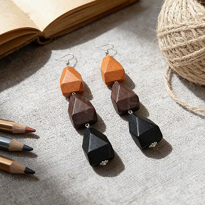 Wood & Iron Dangle Earrings for Women WGF6A18-01-1