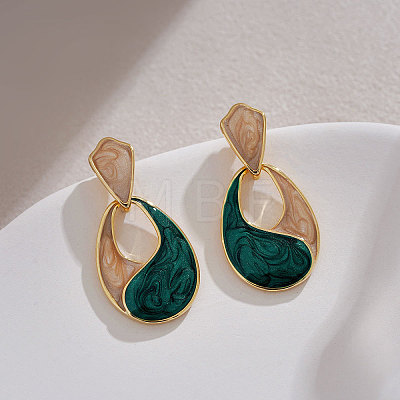 Alloy Enamel Stud Dangle Earrings WG174D6-02-1